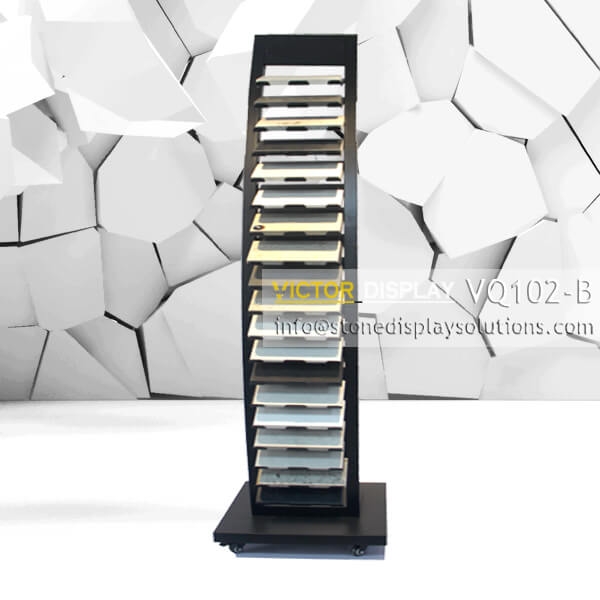 This metal display stand for stone VQ102-B holds variety of stone colors