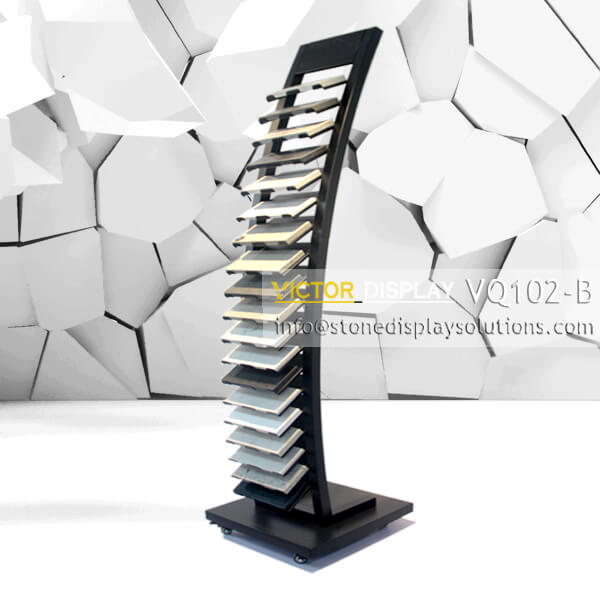 This metal display stand for stone VQ102-B holds variety of stone colors